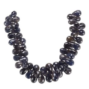Iolite 1pkg1, hand-cut top-drilled faceted teardrop bead natural 8 inch graduated 12x8mm-16x9mm