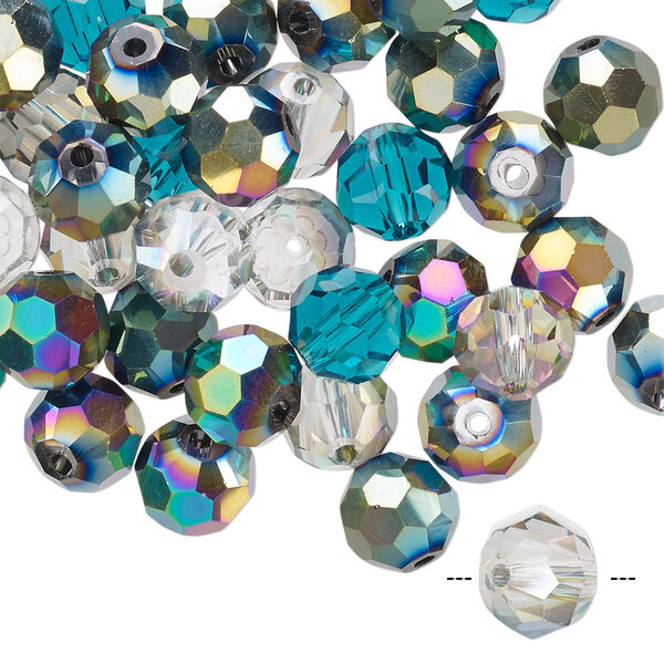 Bead mix 40pk 32 facets ocean, Celestial Crystal® 8mm round image number 0