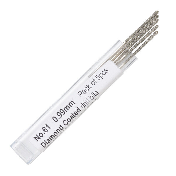Drill bit, diamond-coated high speed steel, 1-1/2 inches with 1.2mm twisted bit and 0.99mm shank. Sold per pkg of 5. image number 0