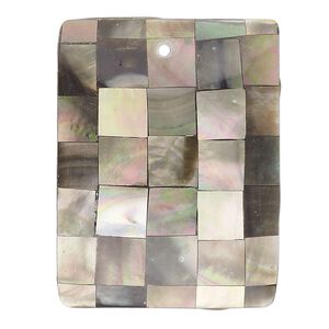 Focal, black lip shell (assembled), 39x30mm flat single-sided rectangle. Sold individually.