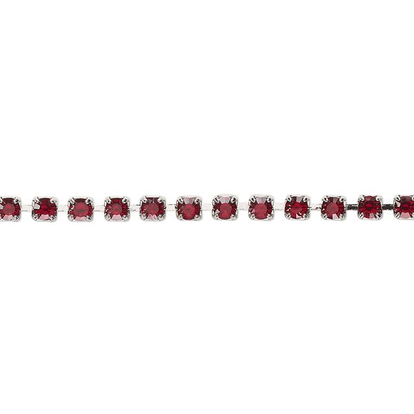 Cupchain, Vintage Crystal™, imitation rhodium-plated brass, Siam, 2.6mm round. Sold per 1-meter section. image number 0