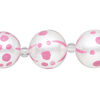 Bead, glass 1pkg8, opaque pink and white, 16mm hand-painted round. image number 0