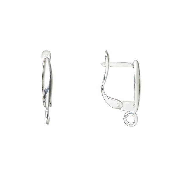 Ear wire leverback 1pkg2 sterling silver, 17mm square / shield / open loop, 1 pair image number 0
