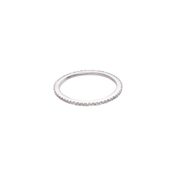 Ring, sterling silver and cubic zirconia, clear, 1.5mm wide, size 7. Sold individually. image number 0