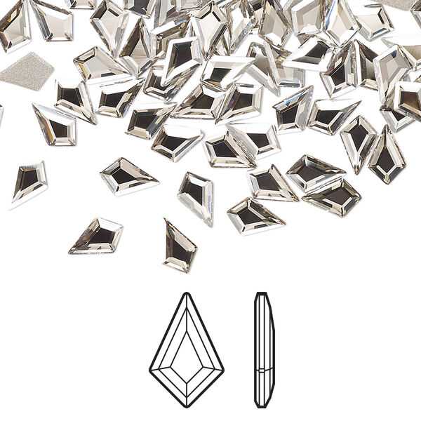 Flat back 6pk crystal silver shade foil back, Crystal Passions® 6.4x4.2mm kite 2771 image number 0