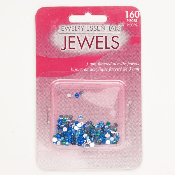 Flat back mix acrylic 160pk 3-3.2mm faceted round SS12, mixed colors image number 0