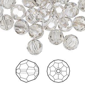 Bead 288pk crystal silver shade, Swarovski® 8mm round 5000