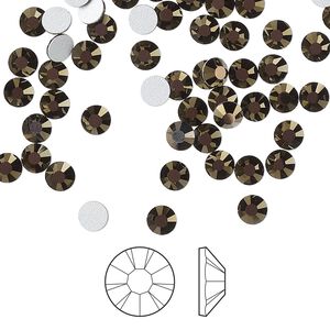 Flat back 1440pk jet odyssey foil back, Preciosa VIVA 12® Czech crystal rhinestone 3.8-4mm chaton rose round SS16