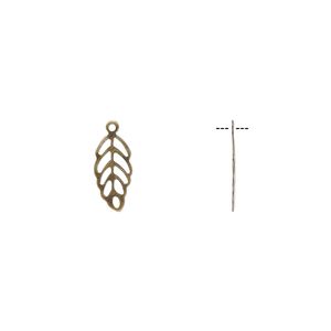 Charm, antique brass-plated brass, 11x5.5mm open leaf. Sold per pkg of 100.