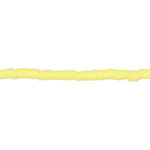 Bead, polymer clay, opaque bright yellow, 3x1mm heishi. Sold per pkg of (2) 15-1/2" to 16" strands.
