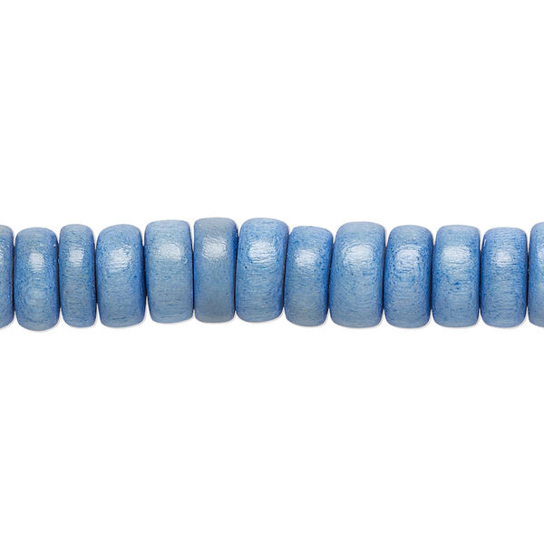 Bead, Taiwanese cheesewood (dyed / waxed), light blue, 8x4mm rondelle. Sold per pkg of (2) 15-1/2" to 16" strands. image number 0