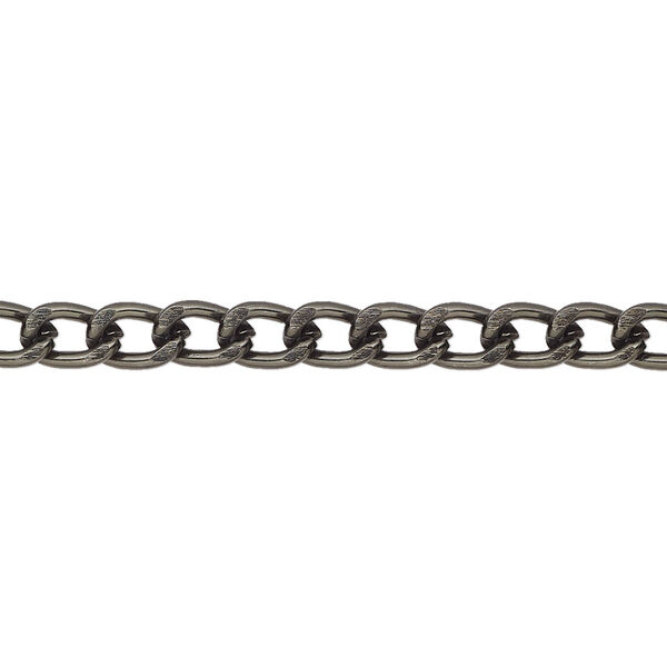 Chain, anodized aluminum, gunmetal, 4mm curb. Sold per pkg of 25 feet. image number 0