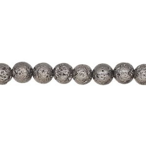 Lava rock 1pkg1, electrocoated round bead 15.5-16 inch 6-7mm