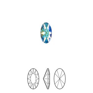Fancy stone 24pk crystal AB foil back, Crystal Passions® 10x5.5mm elongated oval 4162