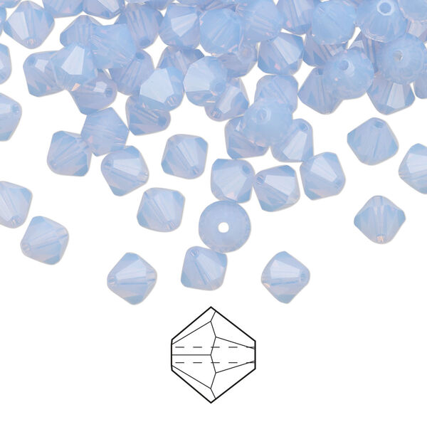 Bead 576pk light sapphire opal, Preciosa Czech crystal 5mm bicone image number 0