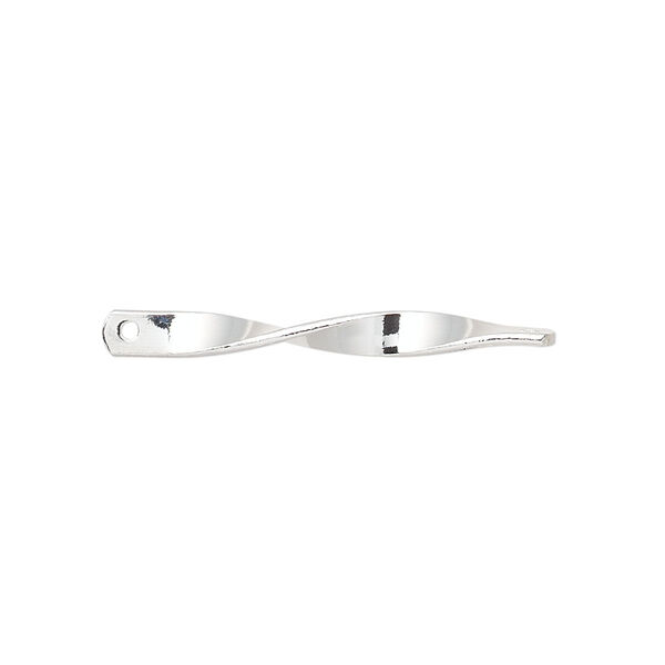 Link, silver-plated brass, 30x3mm twist. Sold per pkg of 20. image number 0