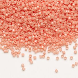 Seed bead, Delica®, glass, pkg/7.5g, #11 round, Duracoat® opaque outside dyed dark salmon (DB-2112).