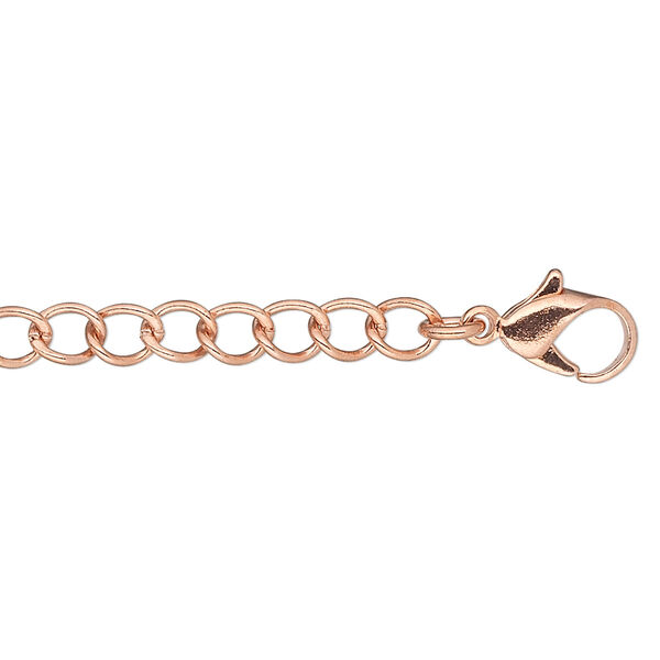 Chain, copper-plated copper, 4mm curb, 18 inches with lobster claw clasp. Sold individually. image number 0