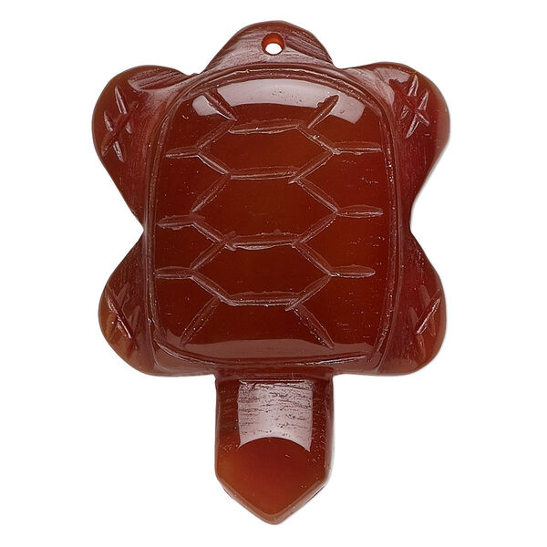 Focal, carnelian (dyed / heated), 46x32mm-50x37mm hand-cut turtle, C grade, Mohs hardness 6-1/2 to 7. Sold per pkg of 4. image number 0