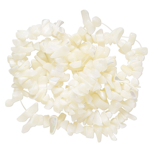 Bead, mother-of-pearl shell (bleached), large chip, Mohs hardness 3-1/2. Sold per 36-inch strand. image number 0
