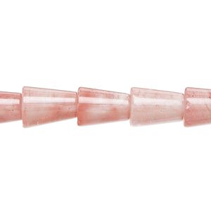 Bead, cherry "quartz" glass, 10x8mm-11x9mm cone with 0.6-0.8mm hole. Sold per 15-1/2" to 16" strand.