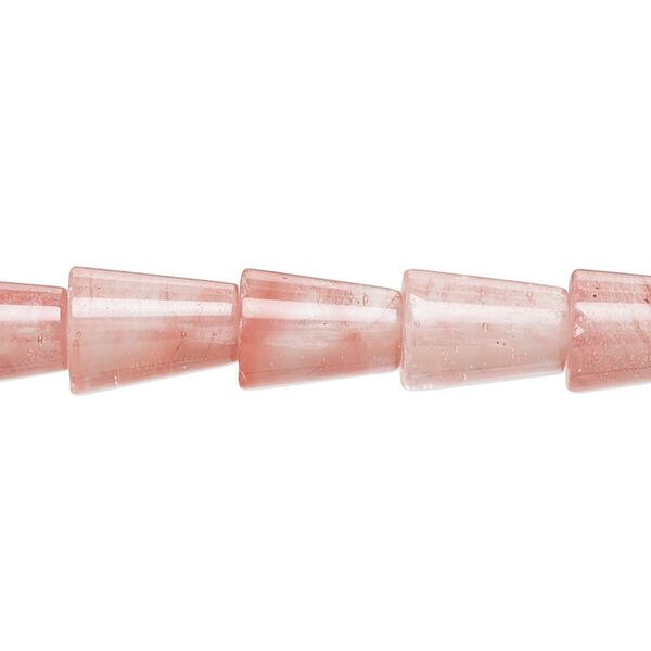 Bead, cherry "quartz" glass, 10x8mm-11x9mm cone with 0.6-0.8mm hole. Sold per 15-1/2" to 16" strand. image number 0