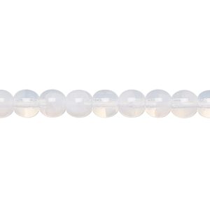 Bead, Preciosa, Czech glass druk, translucent white opal, 6mm round. Sold per 15-1/2" to 16" strand.