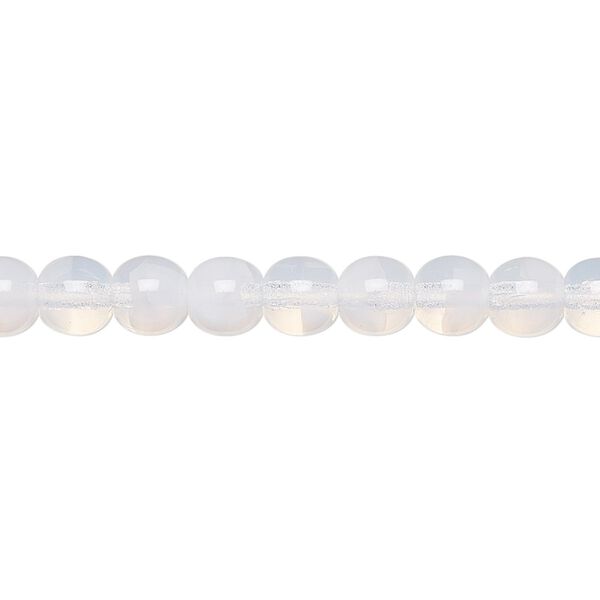 Bead, Preciosa, Czech glass druk, translucent white opal, 6mm round. Sold per 15-1/2" to 16" strand. image number 0