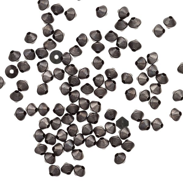 Bead, gunmetal-plated brass, 3mm bicone. Sold per pkg of 100. image number 0