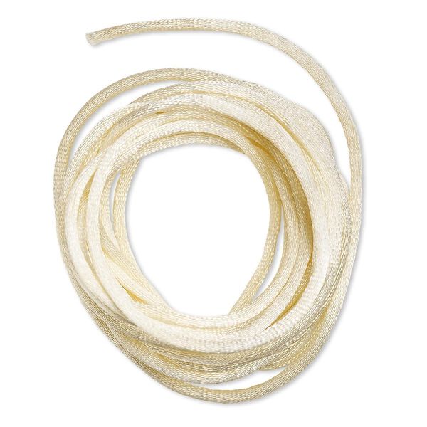 Cord, Satinique™, satin, light beige, 2mm regular. Sold per pkg of 10 feet. image number 0