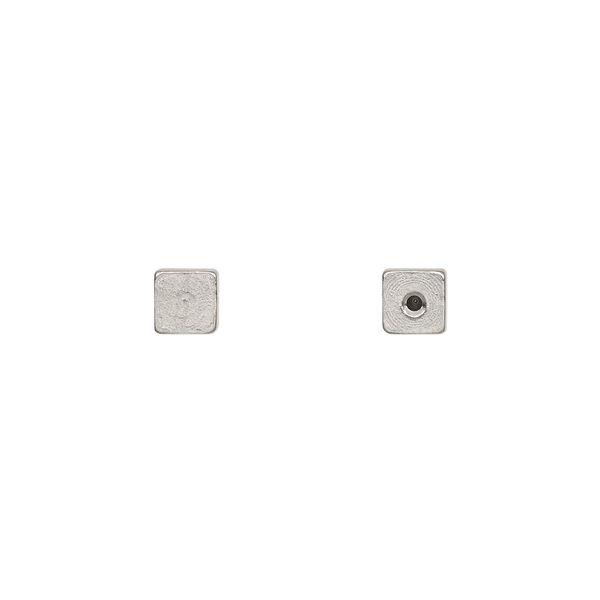 Bead end, glue-on, stainless steel, 4mm half-drilled cube, for use with memory wire. Sold per pkg of 4. image number 0