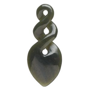Nephrite jade 1pkg1, hand-cut double-sided infinity focal natural 48x20mm-50x22mm
