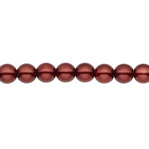Bead, Czech pearl-coated glass druk, opaque wine, 6mm round. Sold per 15-1/2" to 16" strand.