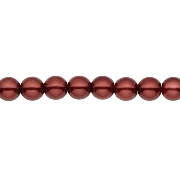 Bead, Czech pearl-coated glass druk, opaque wine, 6mm round. Sold per 15-1/2" to 16" strand. image number 0