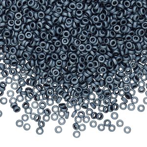 Seed bead, Miyuki, glass, pkg/50g, 2.2x1mm spacer rondelle, opaque matte steel blue, (SPR2.2-2001).