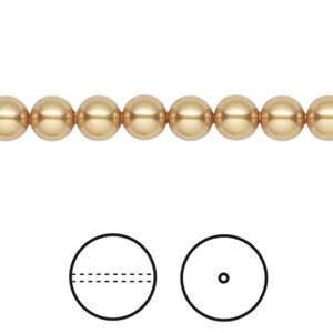 Pearl 1pkg500 royal gold, Swarovski®, 6mm round 5810