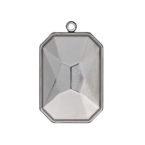Drop, Almost Instant Jewelry®, gunmetal-plated brass, 29x21mm rectangle with 27x18.5mm emerald-cut setting. Sold per pkg of 2. image number 0