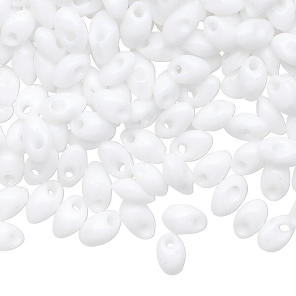 Seed bead, Miyuki, glass, pkg/50g, 7x4mm long magatama, opaque white, (LMA-402). image number 0