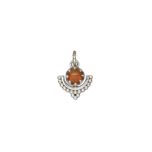 Carnelian / sterling silver 1pkg1, beaded drop antiqued 10x10mm image number 1