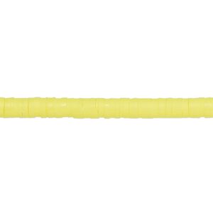 Bead, polymer clay, opaque bright yellow, 4x1mm heishi. Sold per pkg of (2) 15-1/2" to 16" strands.