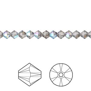 Bead 144pk black diamond shimmer, Crystal Passions® 4mm bicone 5328