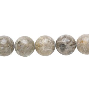 Fossil coral 1pkg1, round bead natural 15.5-16 inch 10mm