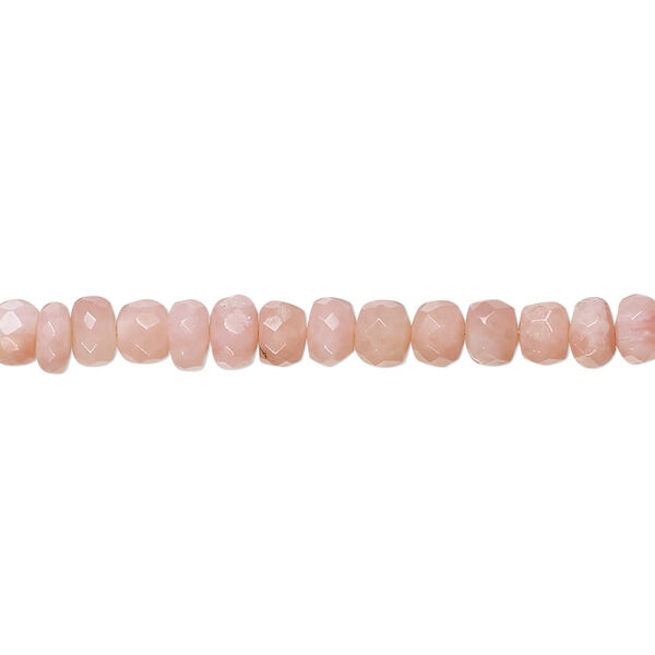 Bead, pink opal (natural), shaded, 4x3mm-5x4mm hand-cut faceted rondelle with 0.4-1.4mm hole, B grade, Mohs hardness 5 to 6-1/2. Sold per 17-inch strand. image number 0