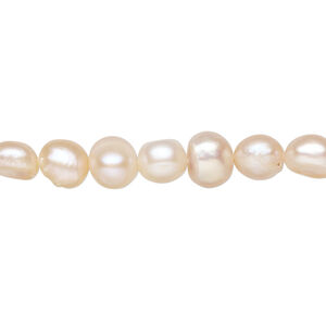 Freshwater pearl 1pkg1, flat-sided potato pearl natural, 15 inch peach 7-9mm cultured