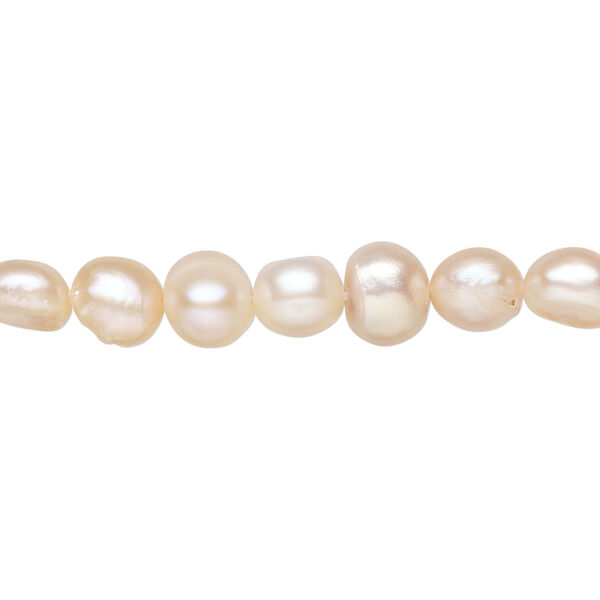 Freshwater pearl 1pkg1, flat-sided potato pearl natural, 15 inch peach 7-9mm cultured image number 0