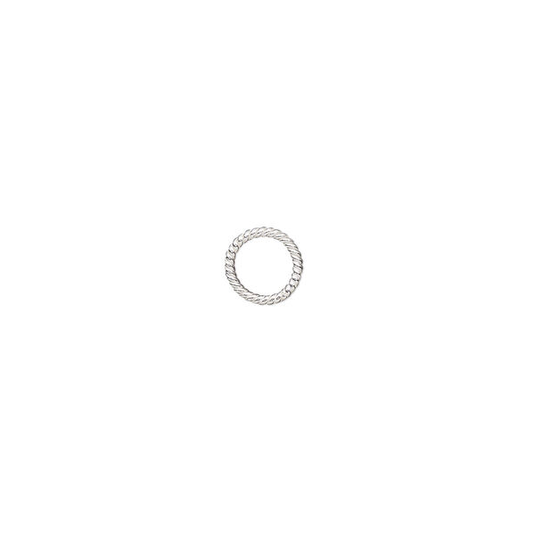 Jump ring, sterling silver, 7mm soldered twisted round, 5.3mm inside diameter, 20 gauge. Sold per pkg of 4. image number 0