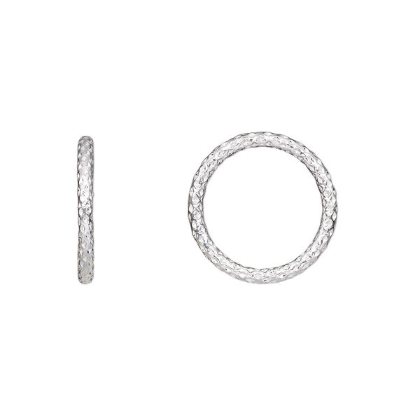 Jump ring, sterling silver, 16mm textured soldered round, 12.6mm inside diameter, 15 gauge. Sold per pkg of 4. image number 0