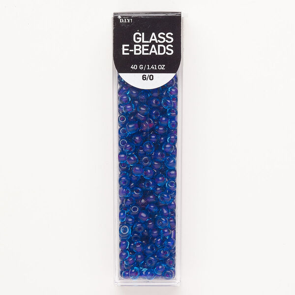 Seed bead mix glass 1pk #6 round, opaque purple and blue, 40 gram image number 0