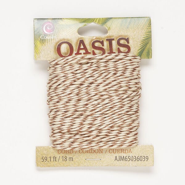 Cord, cotton 1pkg1, dark copper and tan, 1mm twisted, 18 meters. image number 0