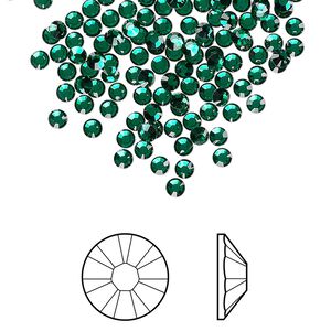 Flat back 1440pk emerald foil back, Swarovski® 2.5-2.7mm rose round SS9 2058